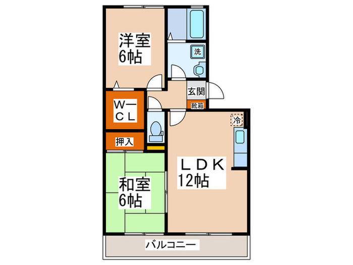 レジデンス海老名A棟(2LDK/3階)の間取り写真