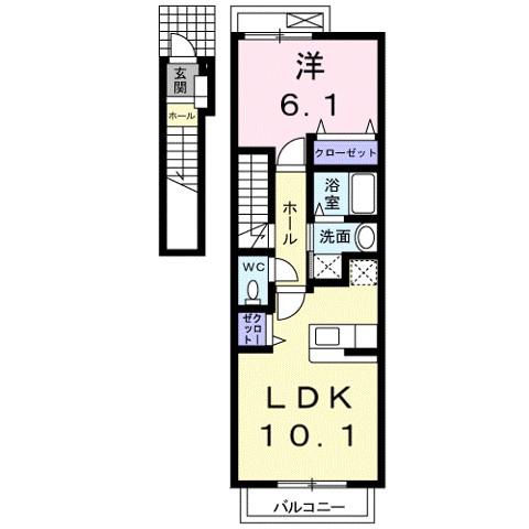 FOREST いずみ(1LDK/2階)の間取り写真