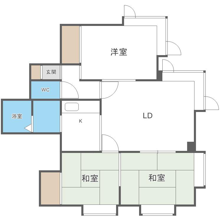 フロスティ東苗穂C棟(3LDK/1階)の間取り写真
