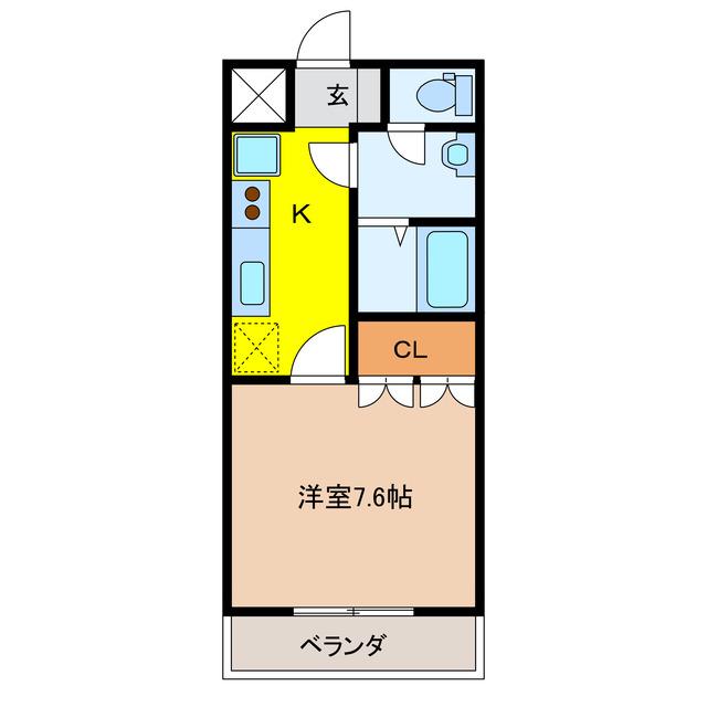 グレイスヴィラ花水木(1K/2階)の間取り写真