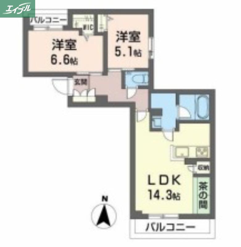 ポーラスターNH(2LDK/3階)の間取り写真