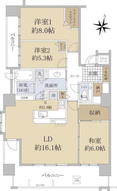 エクセルシオールセレア新札幌(3LDK/11階)の間取り写真
