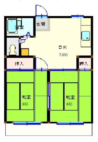 第3加藤マンション(2DK/1階)の間取り写真
