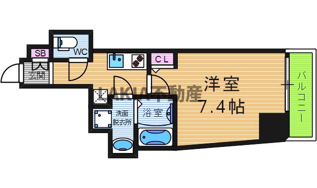 エグゼ阿倍野(1K/3階)の間取り写真