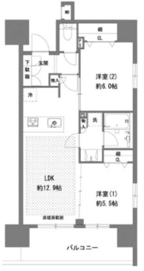 プライマル八王子横山町(2LDK/10階)の間取り写真