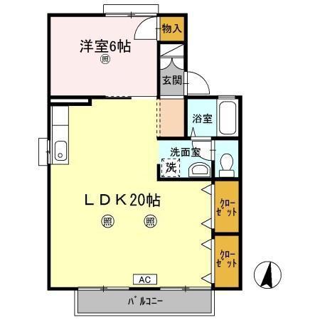 セジュール小原(1LDK/2階)の間取り写真
