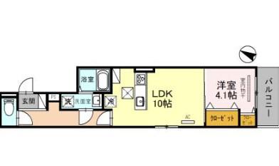 CUORE魚崎(1LDK/1階)の間取り写真