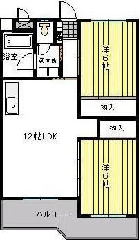 金堂ハイツ(2LDK/1階)の間取り写真