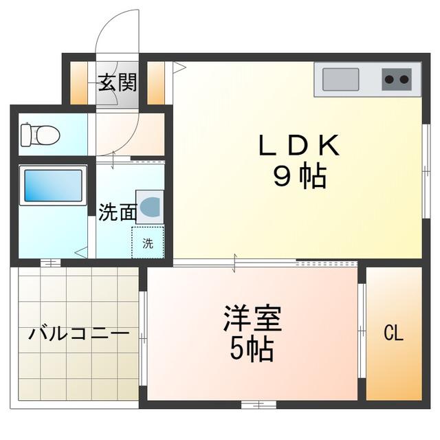 EASE.MINATO ウエスト(1LDK/3階)の間取り写真
