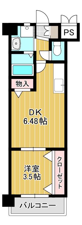 ギャラクシー西小倉(1DK/12階)の間取り写真