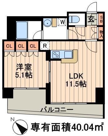 日本橋ファーストレジデンス(1LDK/5階)の間取り写真