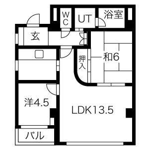 エンブレム山の手(2LDK/3階)の間取り写真