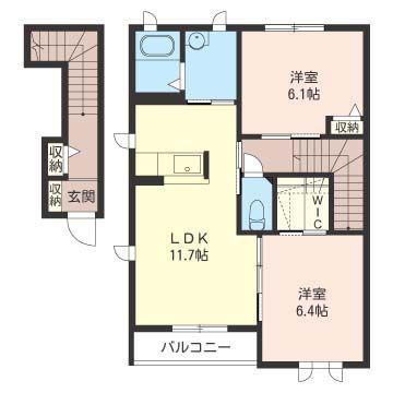 ヒルズコートI(2LDK/2階)の間取り写真