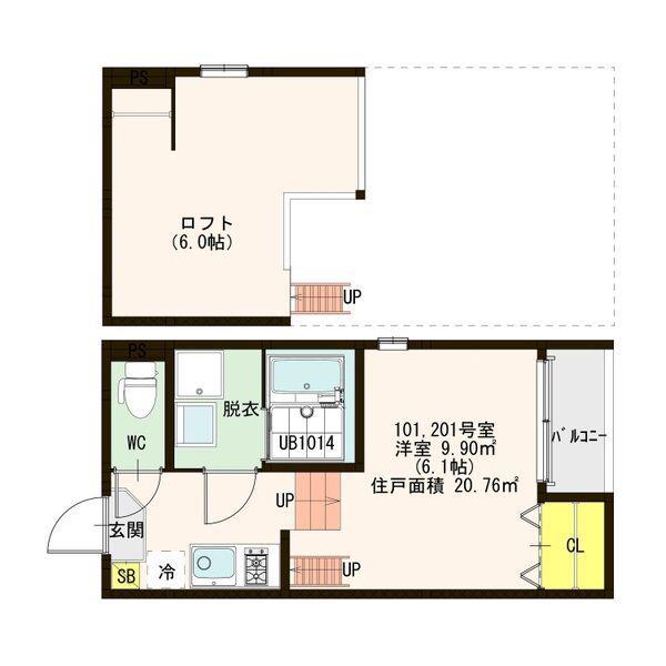 コードブルー須磨(1SK/2階)の間取り写真