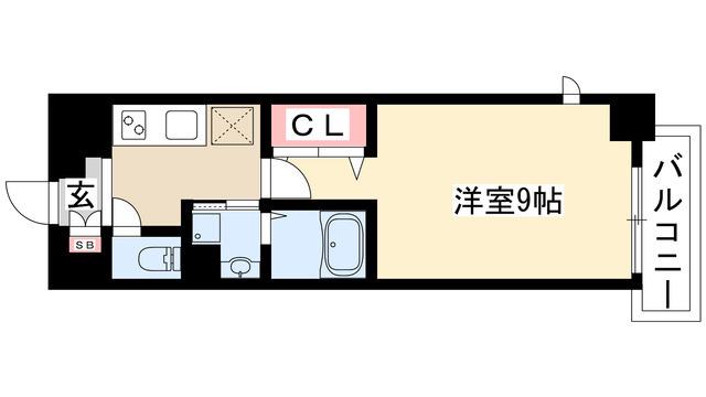 リシュドール鶴舞公園(1K/2階)の間取り写真