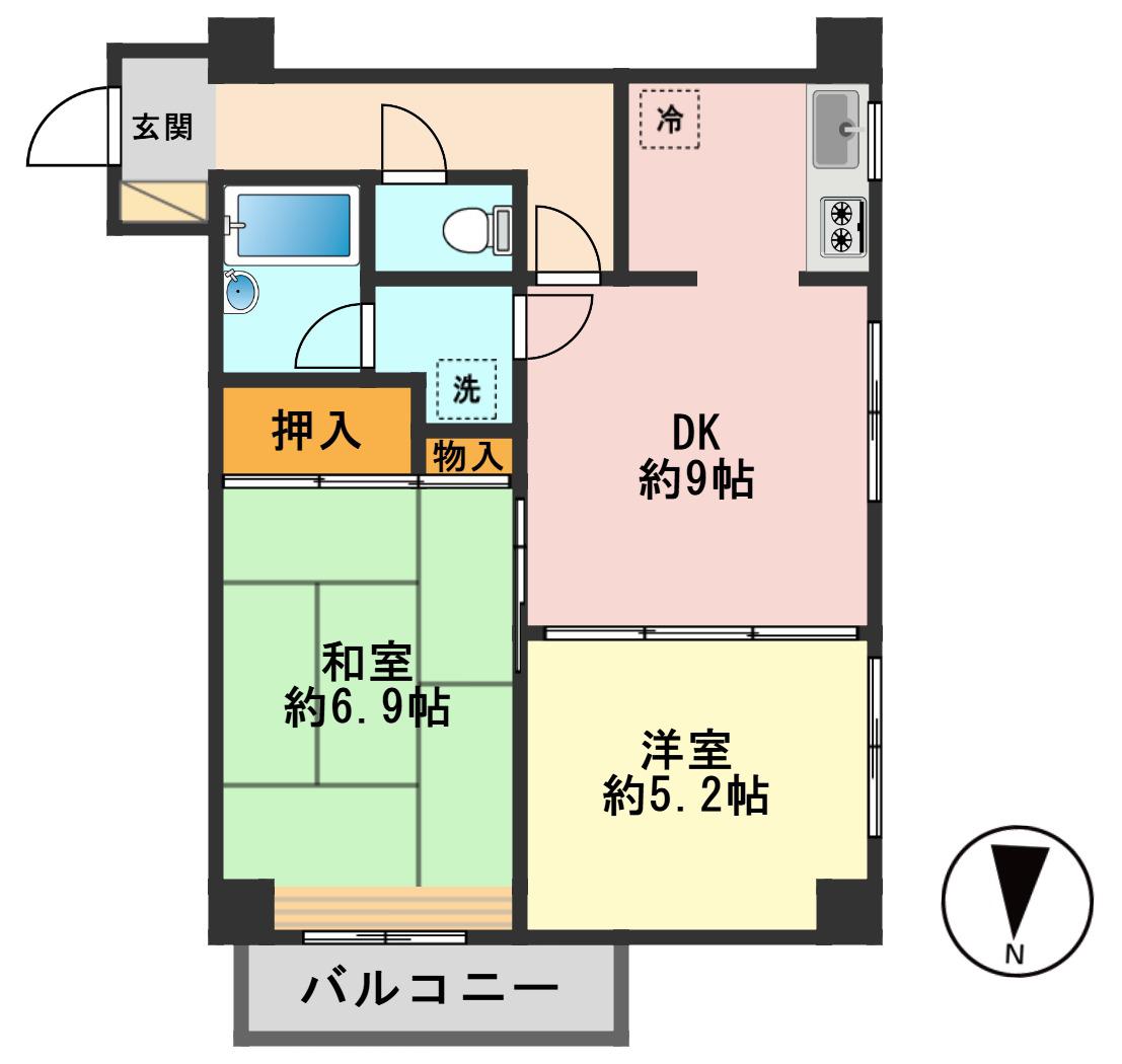 パレッヂ新小岩(2DK/2階)の間取り写真