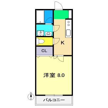 エトワール城見(1K/2階)の間取り写真