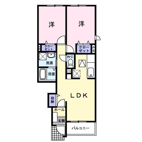 ブローテ (2LDK/1階)の間取り写真