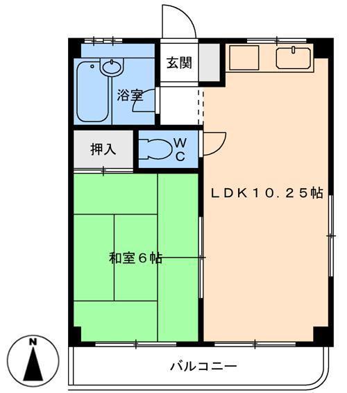 メゾンM(1LDK/2階)の間取り写真