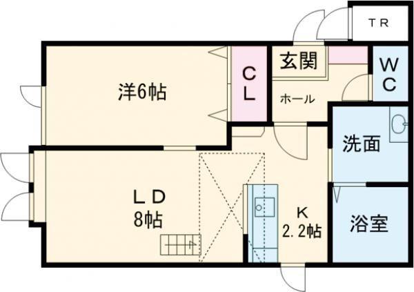 オーベル11条 A(1LDK/2階)の間取り写真