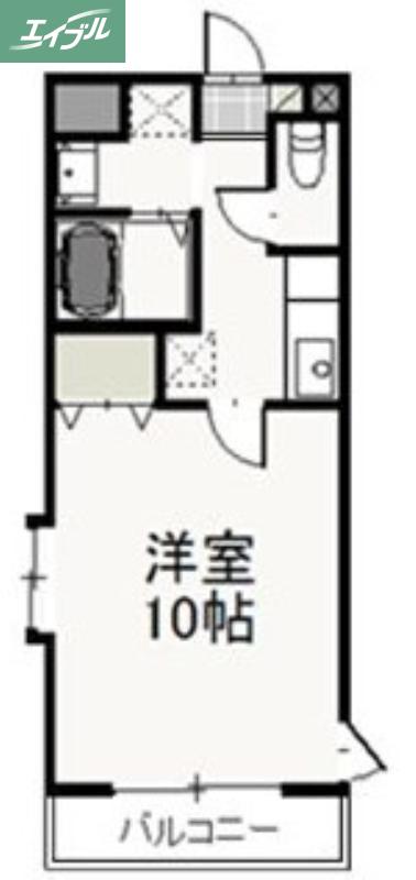 ウエスト COURT B(1K/3階)の間取り写真
