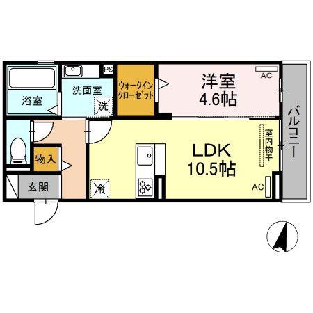 CASAウエスト(1LDK/2階)の間取り写真