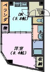 シャトル本山(1DK/5階)の間取り写真