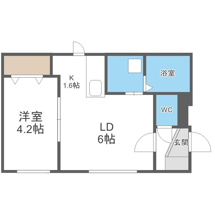 キューブ二十四軒4-4(1LDK/2階)の間取り写真