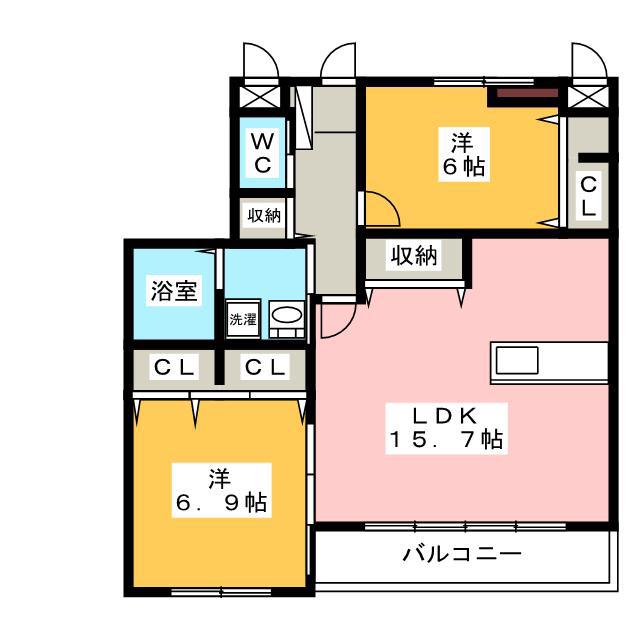 EXCEL COURT KUWANA II(2LDK/2階)の間取り写真