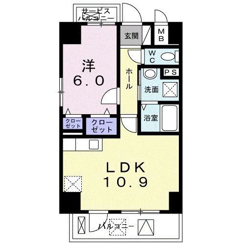 リエート 尾浜(1LDK/5階)の間取り写真