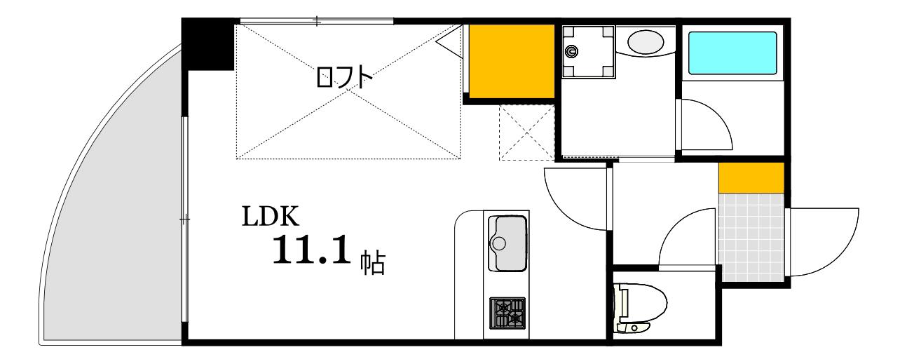 グランドポレストーネ竹屋(ワンルーム/4階)の間取り写真