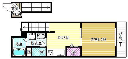 フルールふじさわ台(1DK/2階)の間取り写真