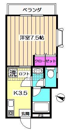 吉野コーポ(1K/2階)の間取り写真