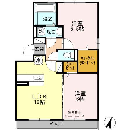 サンハイム須屋A棟(2LDK/2階)の間取り写真