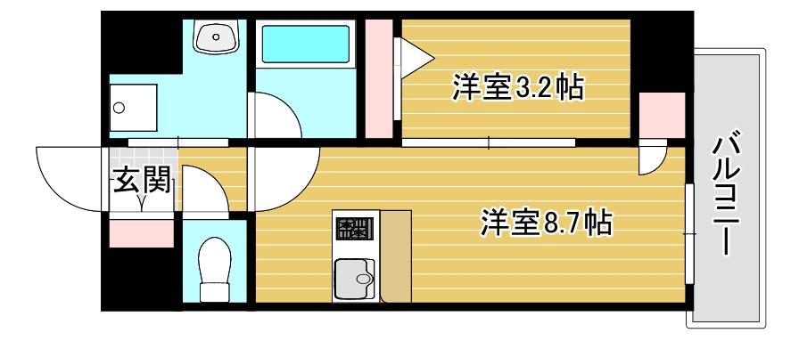 サザンクレストなんば南(1LDK/7階)の間取り写真