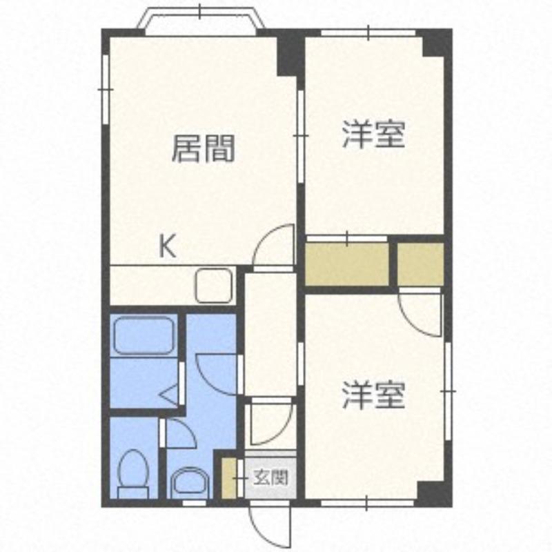 ハイツペアシティ石山(2LDK/2階)の間取り写真