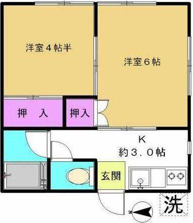 林ハイツ(2K/2階)の間取り写真