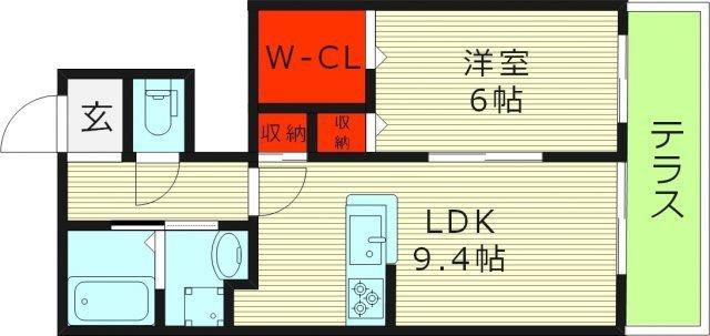 コロラートみすたに1号棟(1LDK/1階)の間取り写真