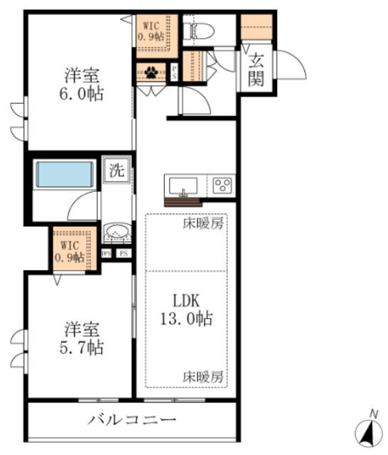 LS PLUS八潮(2LDK/2階)の間取り写真