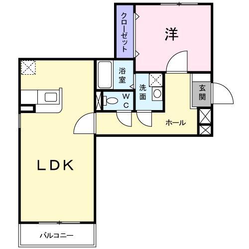 フォーリスト リヴァ-(1LDK/1階)の間取り写真