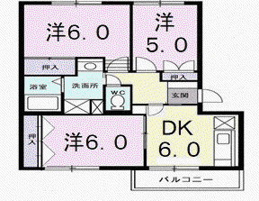ミュゼ上町302(3DK/3階)の間取り写真