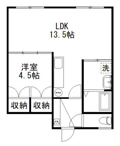 ル・エル川北(1LDK/1階)の間取り写真