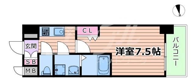 ワールドアイ都島駅前(1K/9階)の間取り写真