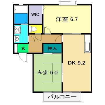 フォブール篠原(2DK/2階)の間取り写真
