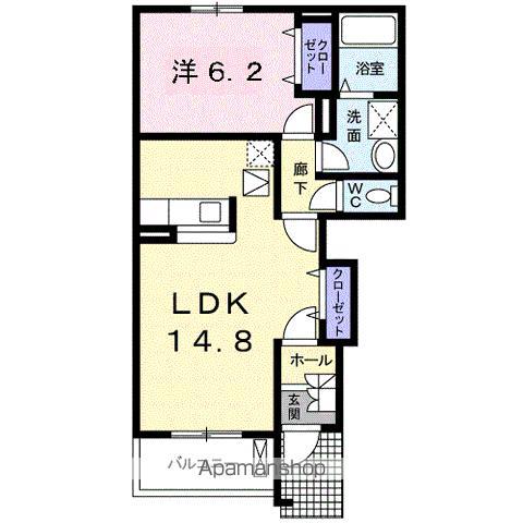 ゆう&ふじA(1LDK/1階)の間取り写真