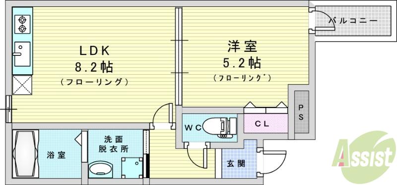 フジパレス出来島ウエスト5番館(1LDK/2階)の間取り写真