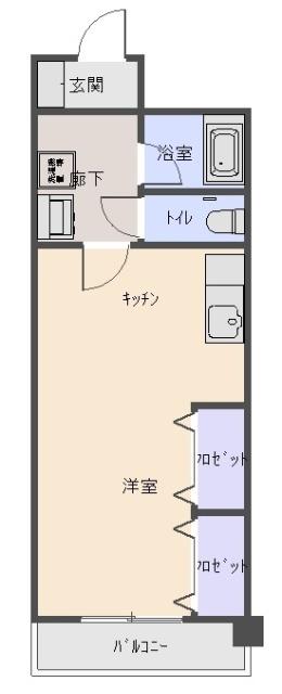 ヴィラ・グリーンヒルズII(ワンルーム/2階)の間取り写真