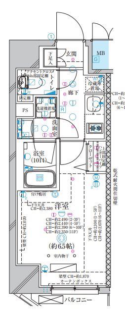 ディアレイシャス大須観音III(1K/8階)の間取り写真