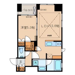 リビオ日本橋浜町パークフィール(1LDK/6階)の間取り写真