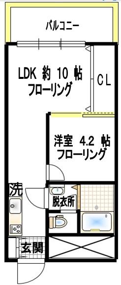 三分坂マンション ふるりのべ(1LDK/4階)の間取り写真